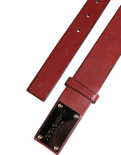 Dolce & Gabbana Kastanienbrauner klassischer Ledergürtel mit Metall-Logo-Schnalle