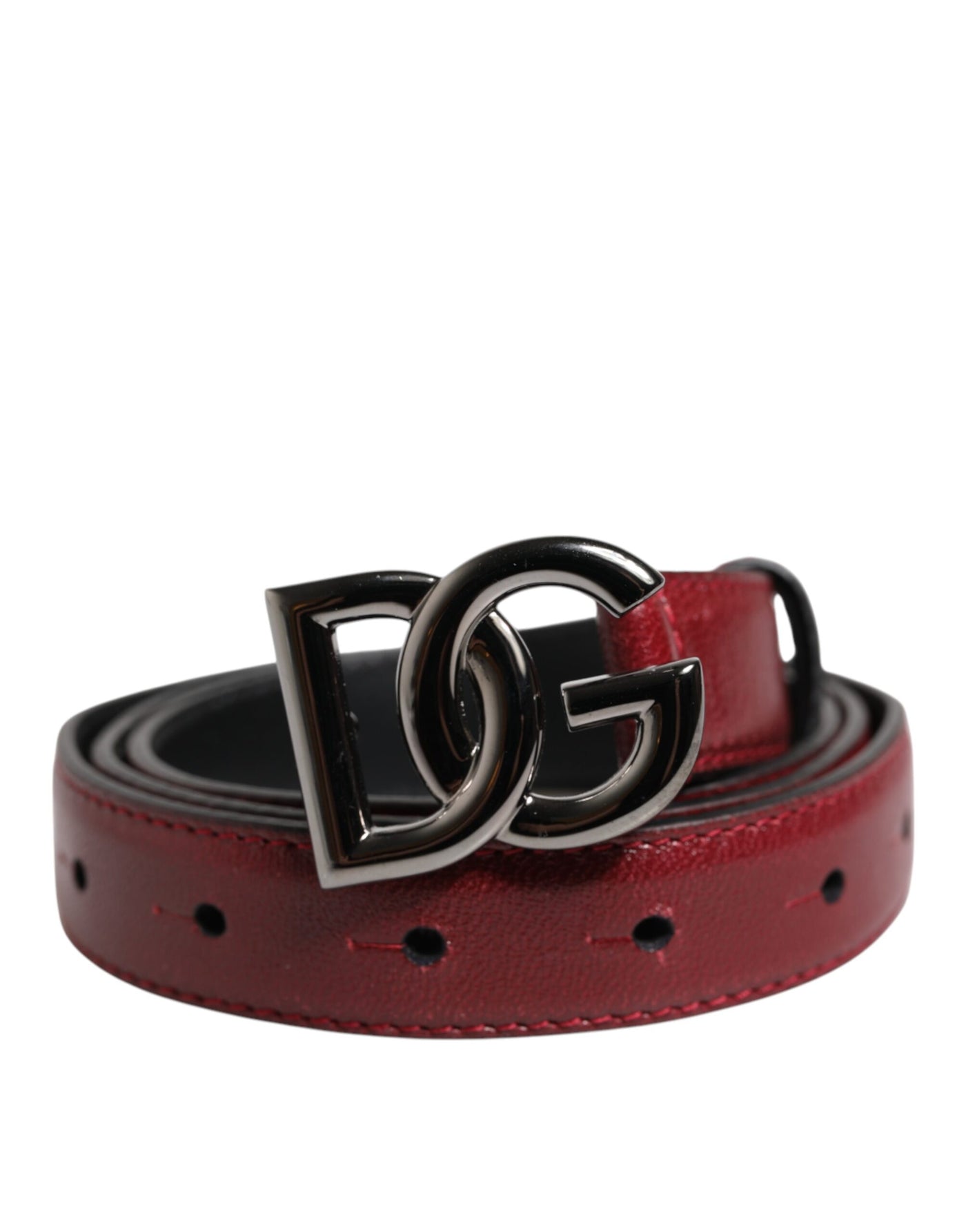 Dolce & Gabbana Roter klassischer Metallgürtel mit DG-Logo-Schnalle