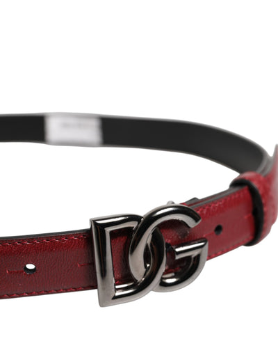 Dolce & Gabbana Roter klassischer Metallgürtel mit DG-Logo-Schnalle