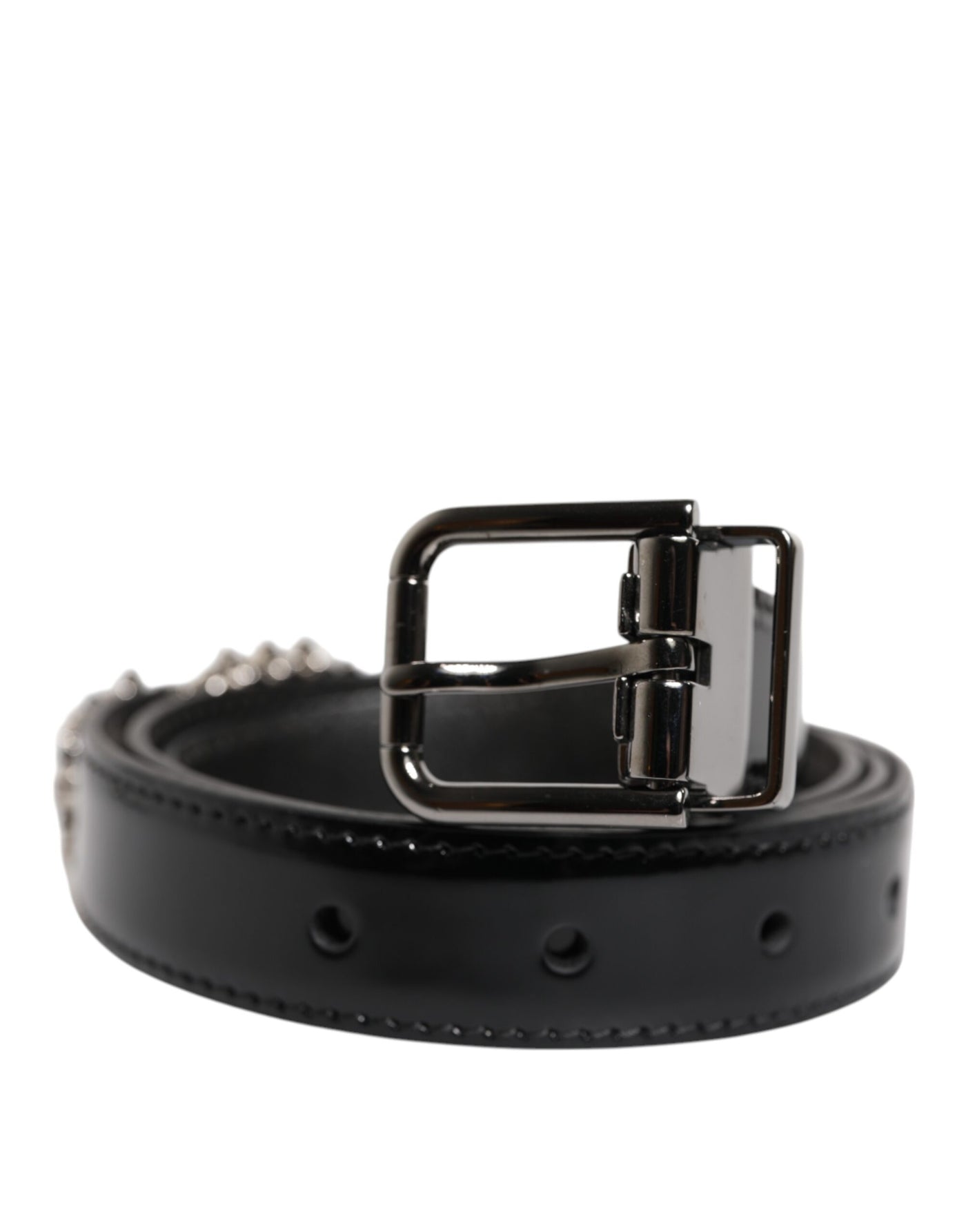 Dolce & Gabbana Schwarzer Gürtel mit verschnörkelter Metall-Logo-Schnalle