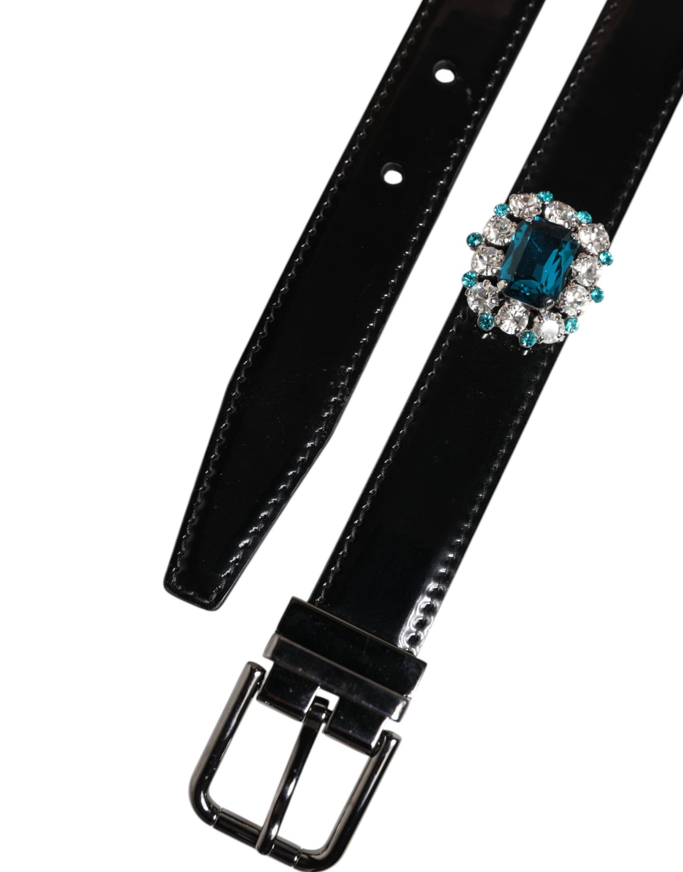 Dolce & Gabbana Schwarzer Gürtel mit verschnörkelter Metall-Logo-Schnalle