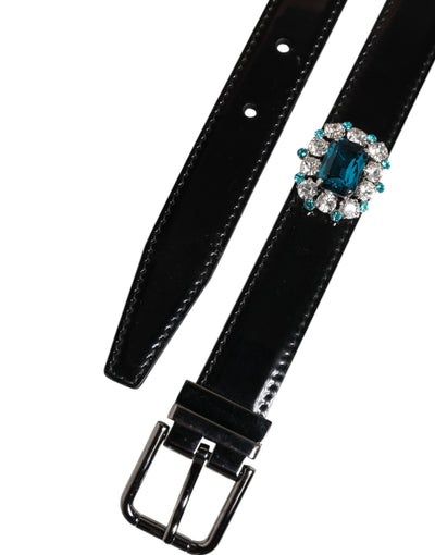 Dolce & Gabbana Schwarzer Gürtel mit verschnörkelter Metall-Logo-Schnalle