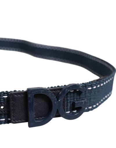 Dolce & Gabbana Blau Weiß Baumwolle DG Logo Metallschnalle Gürtel