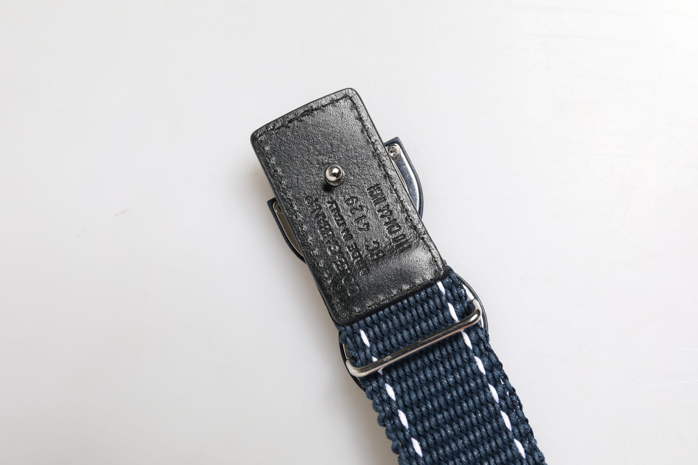 Dolce & Gabbana Blau Weiß Baumwolle DG Logo Metallschnalle Gürtel