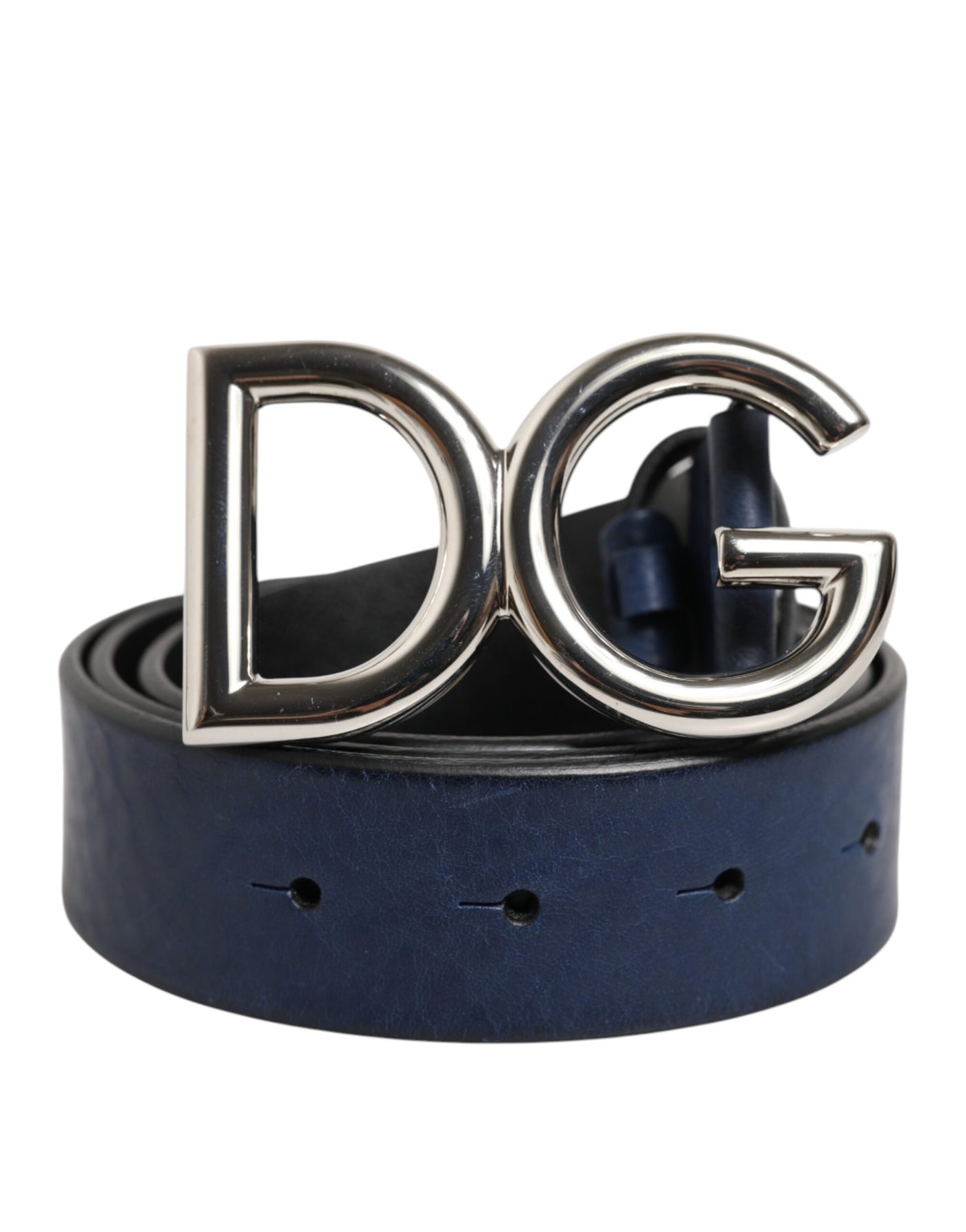 Dolce & Gabbana Blau Klassisch Silber Metall DG Logo Schnalle Gürtel