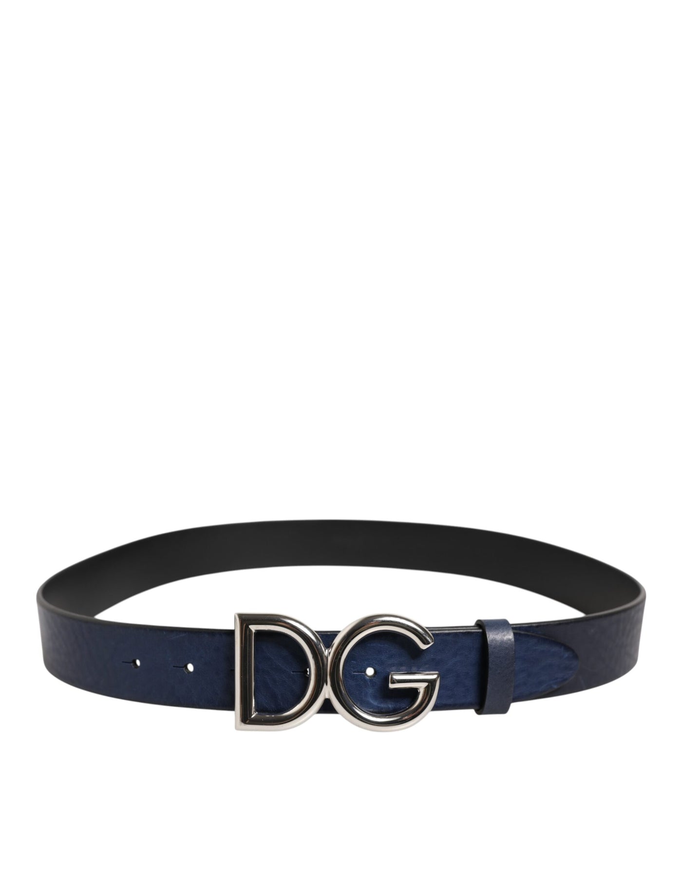 Dolce & Gabbana Blau Klassisch Silber Metall DG Logo Schnalle Gürtel