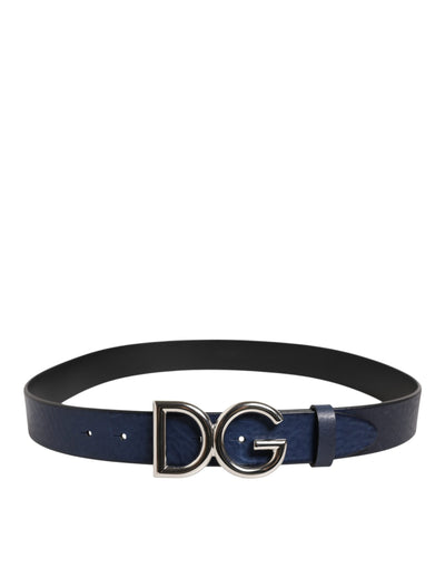Dolce & Gabbana Blau Klassisch Silber Metall DG Logo Schnalle Gürtel