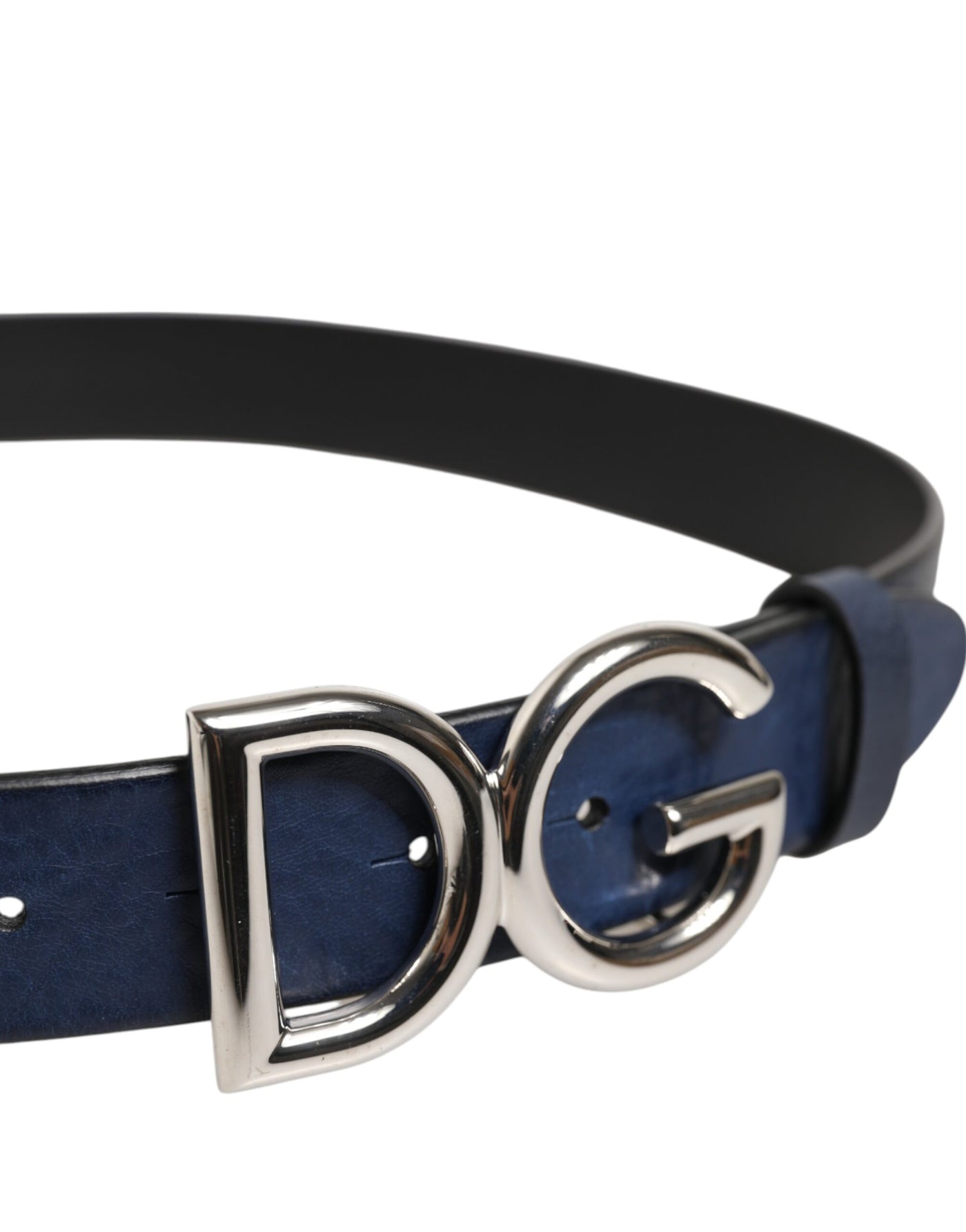 Dolce & Gabbana Blau Klassisch Silber Metall DG Logo Schnalle Gürtel