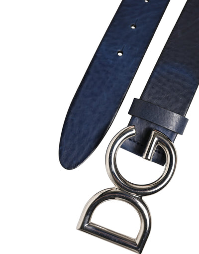 Dolce & Gabbana Blau Klassisch Silber Metall DG Logo Schnalle Gürtel