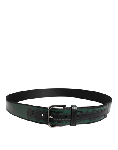 Dolce & Gabbana Grün Schwarz Polyester DG Logo Schnalle Gürtel