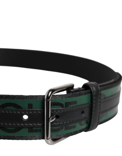 Dolce & Gabbana Grün Schwarz Polyester DG Logo Schnalle Gürtel