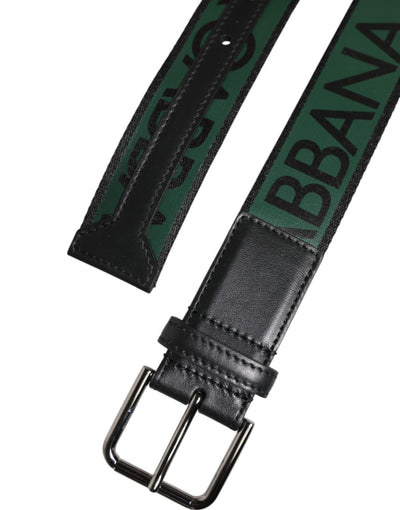Dolce & Gabbana Grün Schwarz Polyester DG Logo Schnalle Gürtel