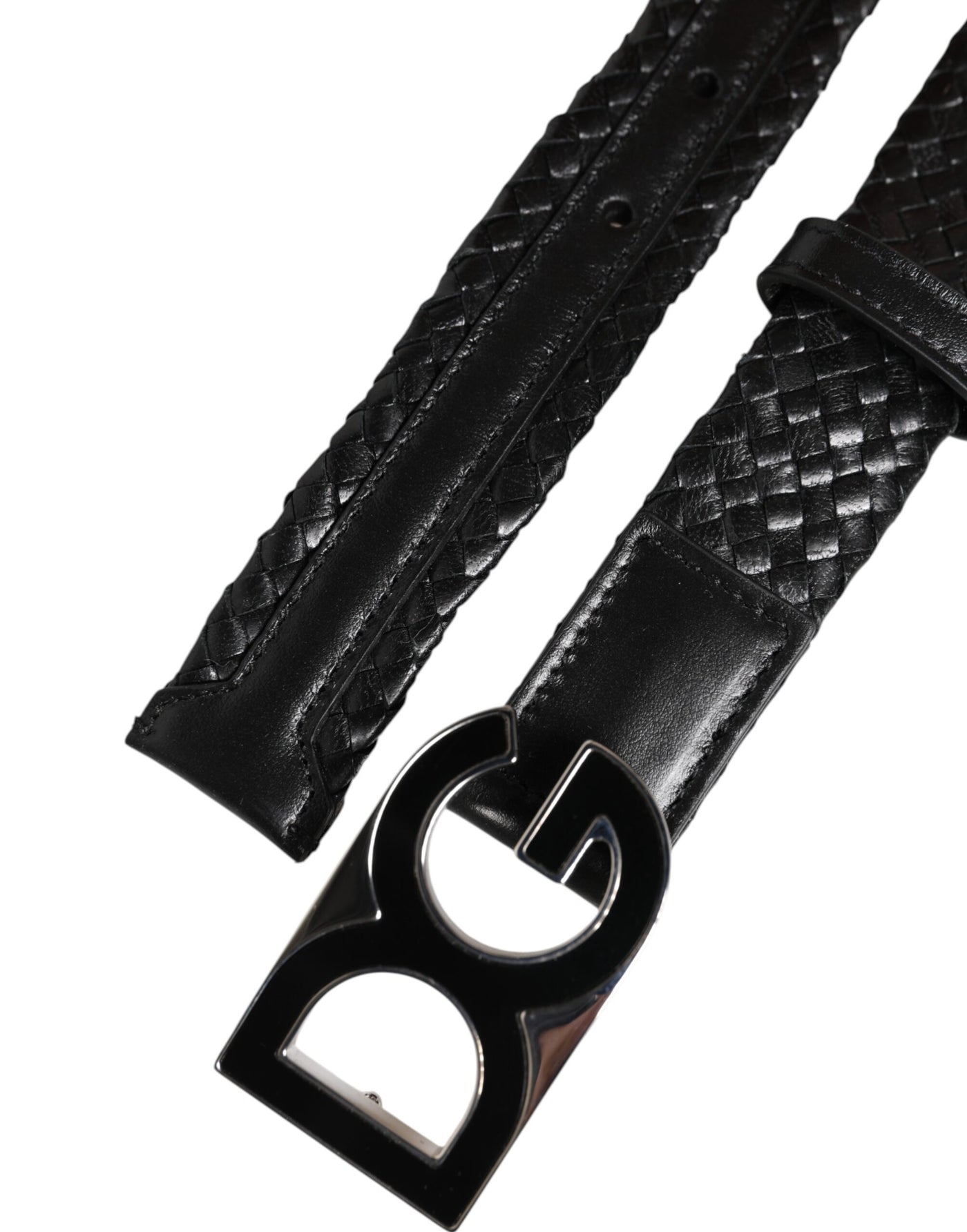 Dolce & Gabbana Schwarzer klassischer Leder DG Logo Schnallengürtel