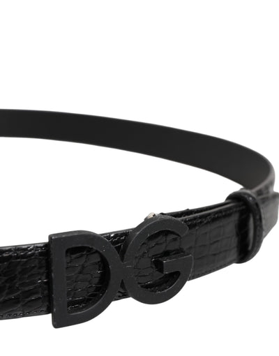 Dolce & Gabbana Schwarzes Leder Klassischer Metall DG Schnalle Gürtel