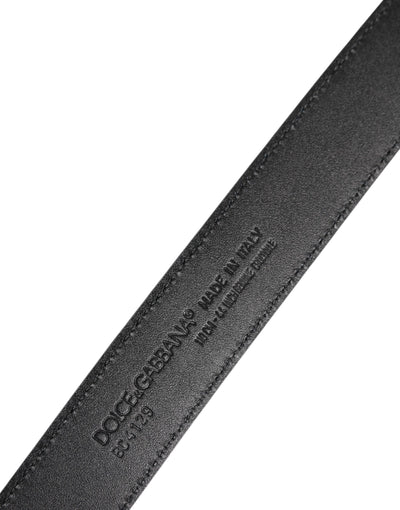 Dolce & Gabbana Schwarzes Leder Klassischer Metall DG Schnalle Gürtel