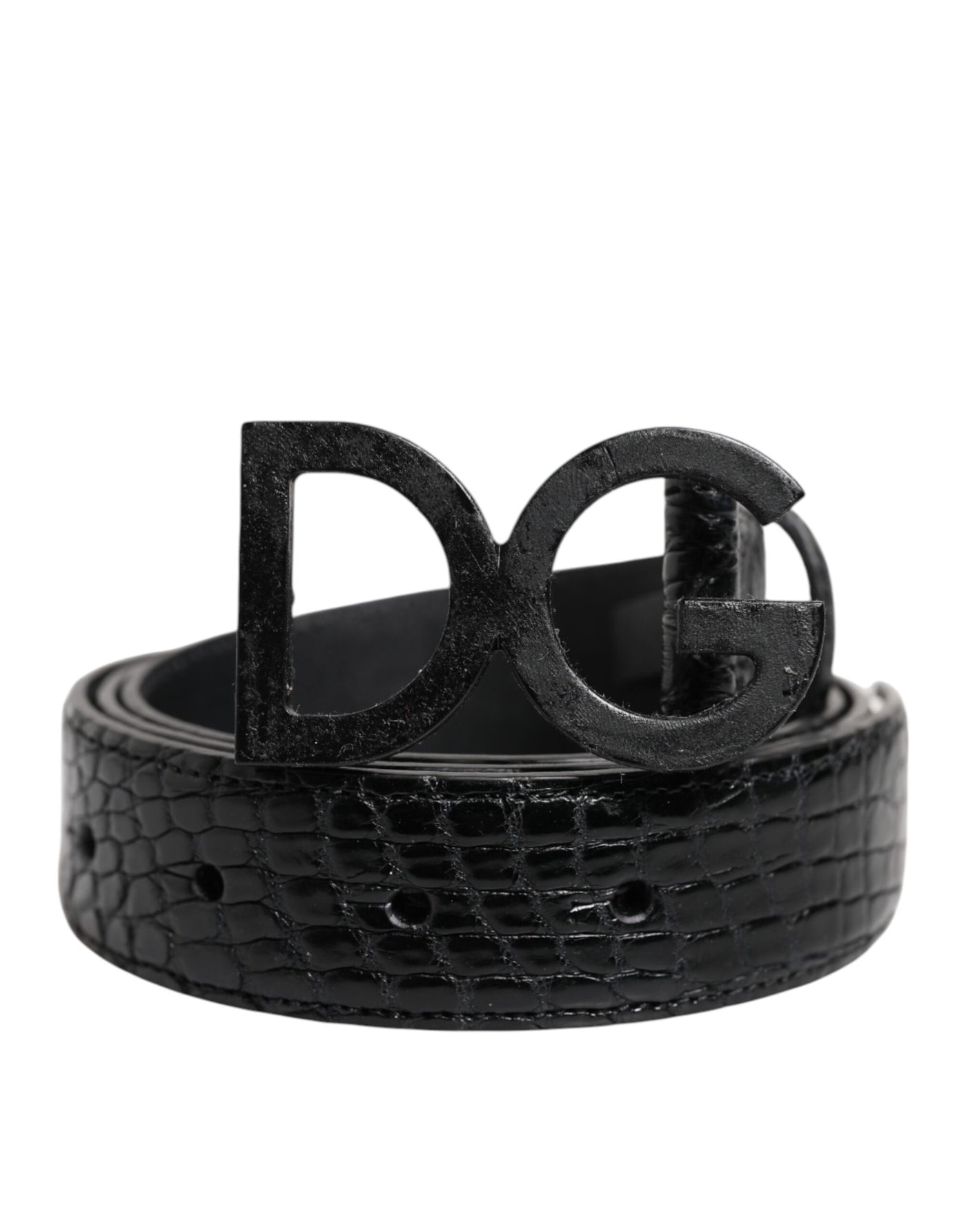 Dolce & Gabbana Schwarzes Leder Klassischer Metall DG Schnalle Gürtel