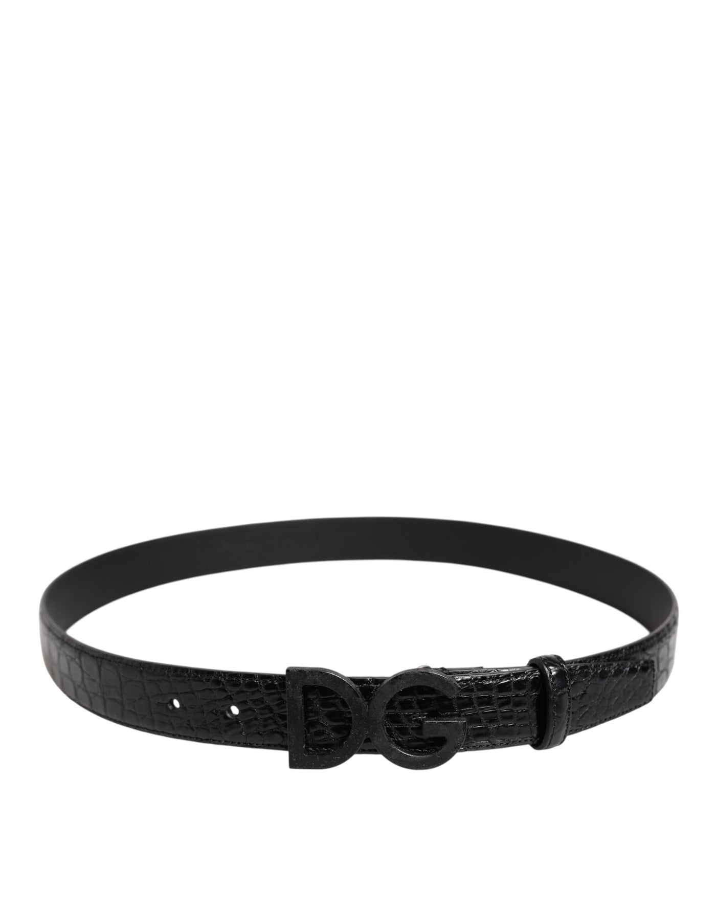 Dolce & Gabbana Schwarzes Leder Klassischer Metall DG Schnalle Gürtel