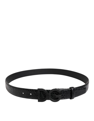 Dolce & Gabbana Schwarzes Leder Klassischer Metall DG Schnalle Gürtel