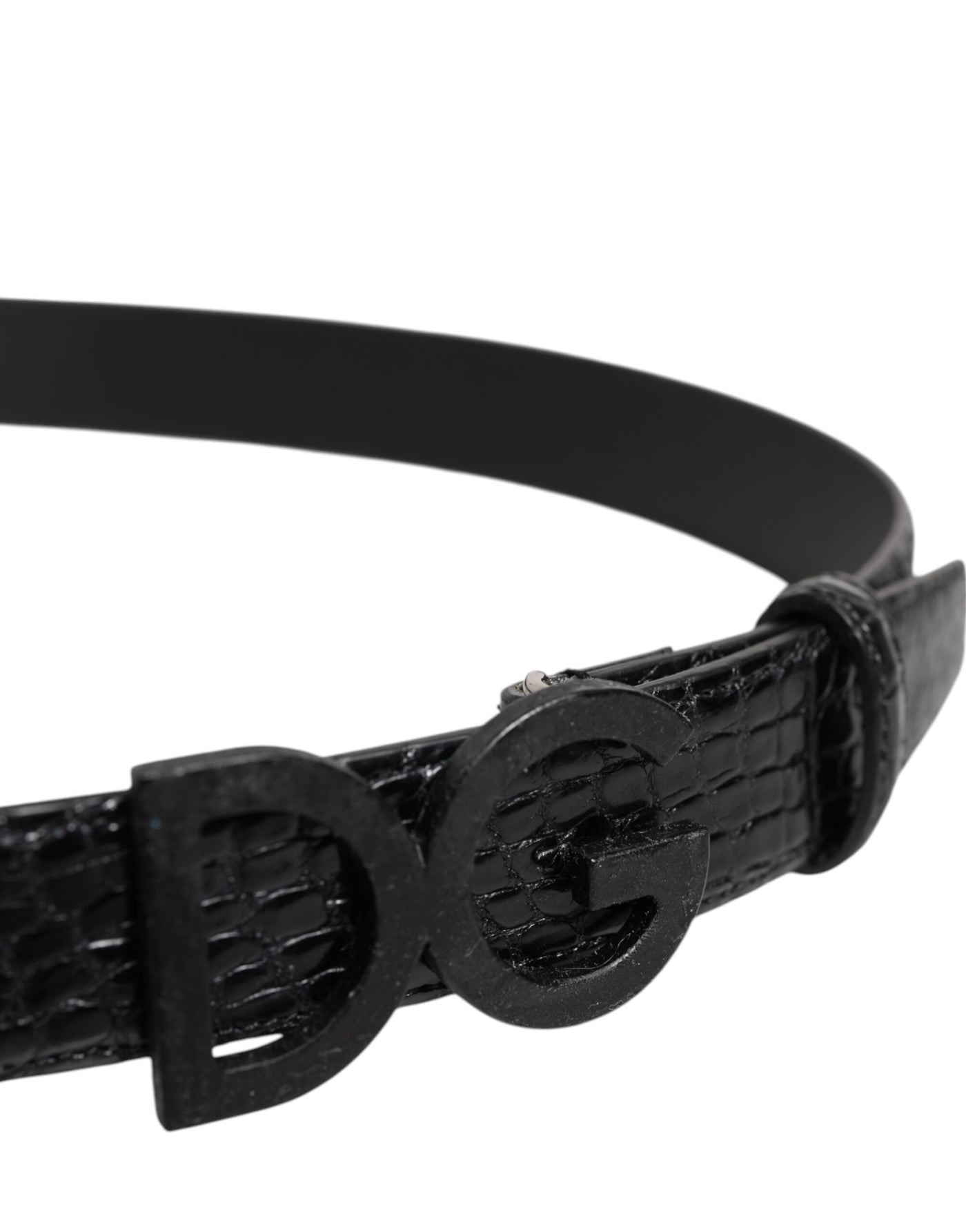 Dolce & Gabbana Schwarzes Leder Klassischer Metall DG Schnalle Gürtel