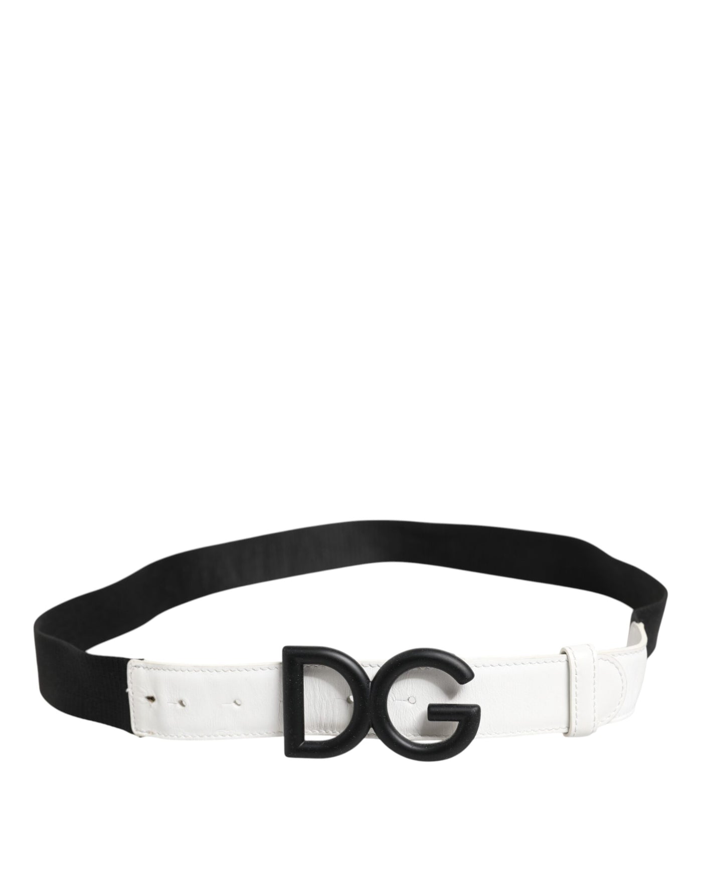 Dolce & Gabbana Schwarz Weiß Metall DG Logo Schnalle Gürtel