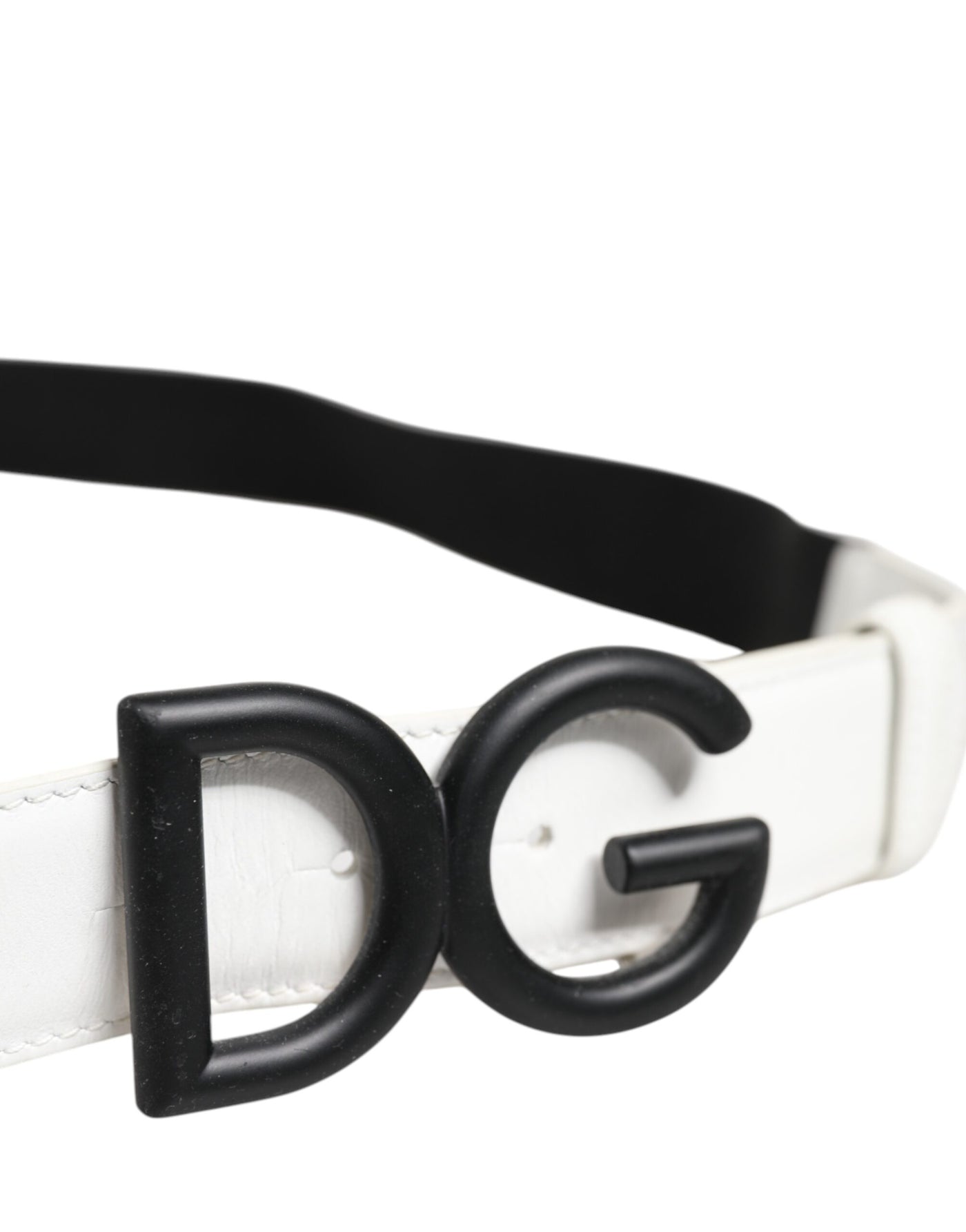 Dolce & Gabbana Schwarz Weiß Metall DG Logo Schnalle Gürtel
