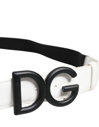 Dolce & Gabbana Schwarz Weiß Metall DG Logo Schnalle Gürtel