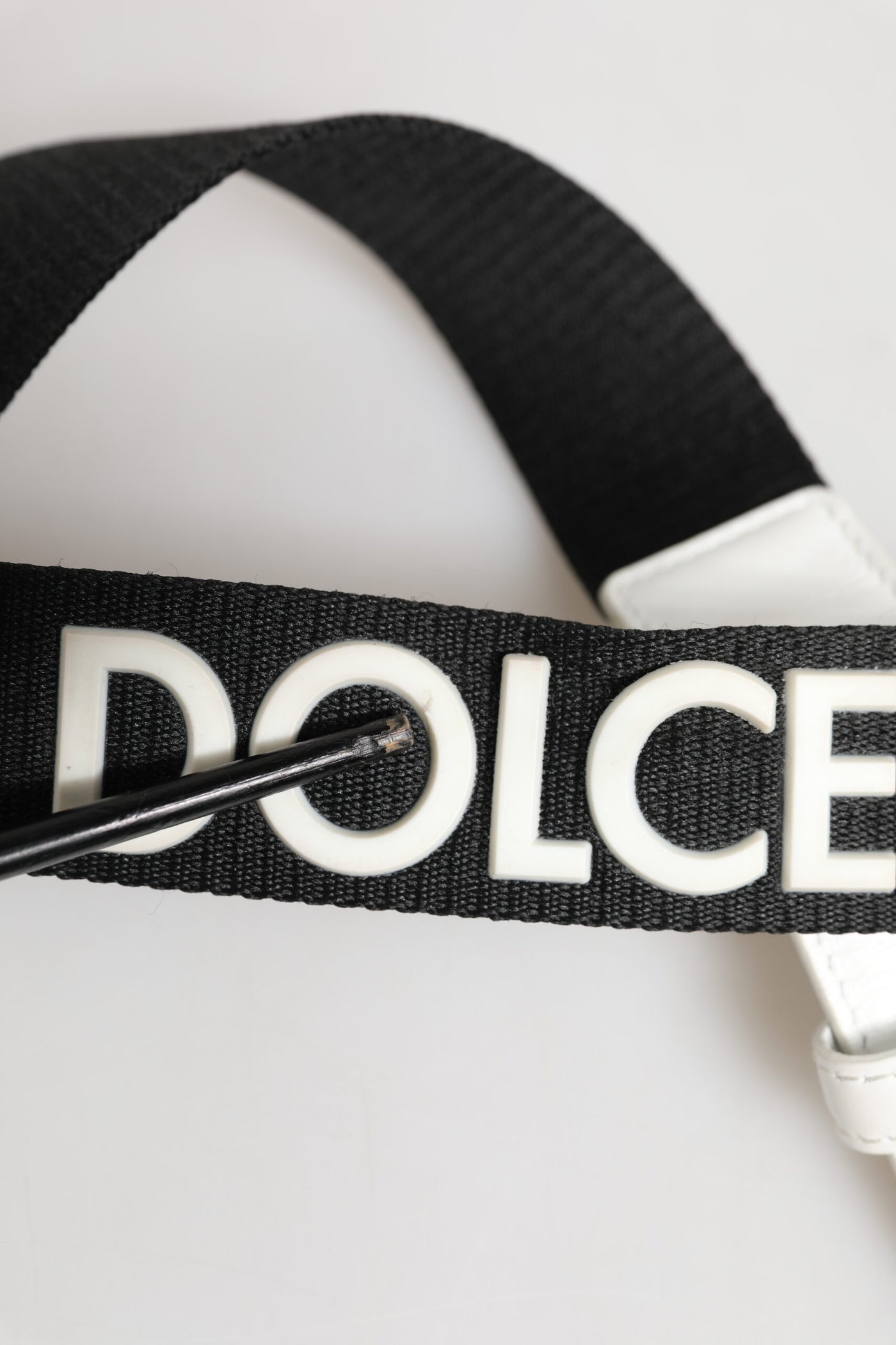 Dolce & Gabbana Schwarz Weiß Metall DG Logo Schnalle Gürtel