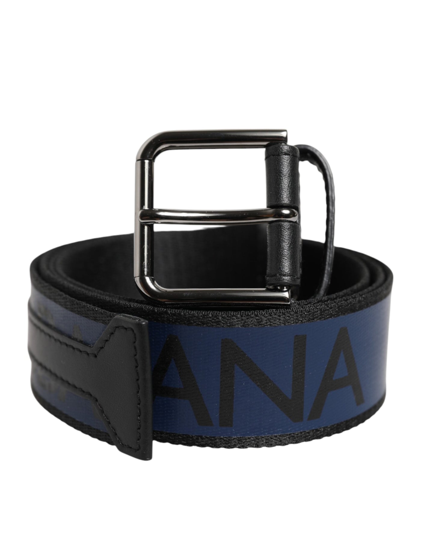Dolce & Gabbana Blau Schwarz Polyester Metallschnalle Gürtel