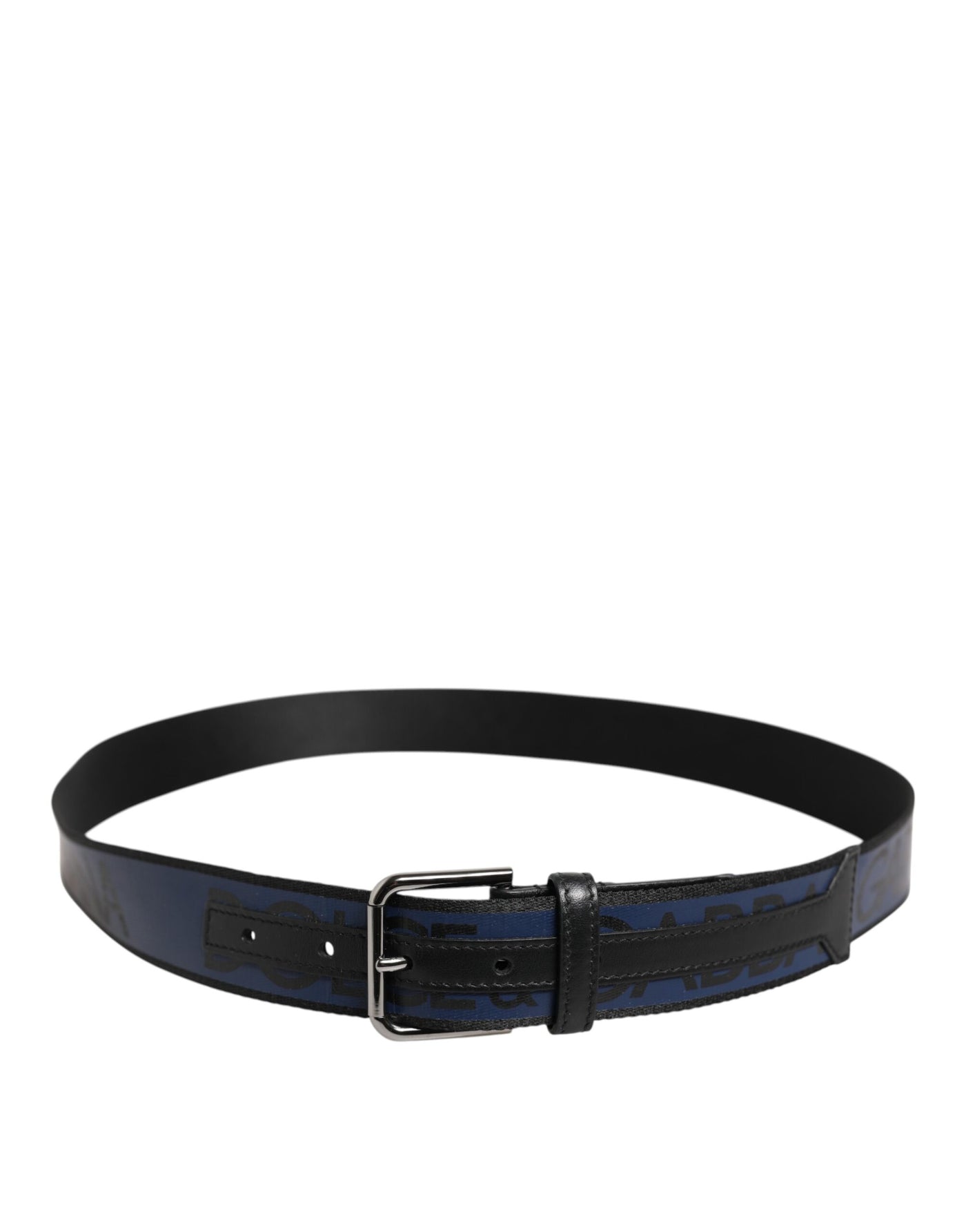 Dolce & Gabbana Blau Schwarz Polyester Metallschnalle Gürtel