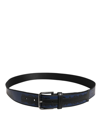 Dolce & Gabbana Blau Schwarz Polyester Metallschnalle Gürtel