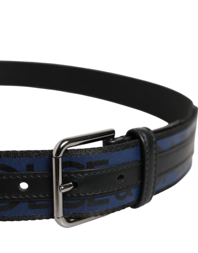Dolce & Gabbana Blau Schwarz Polyester Metallschnalle Gürtel