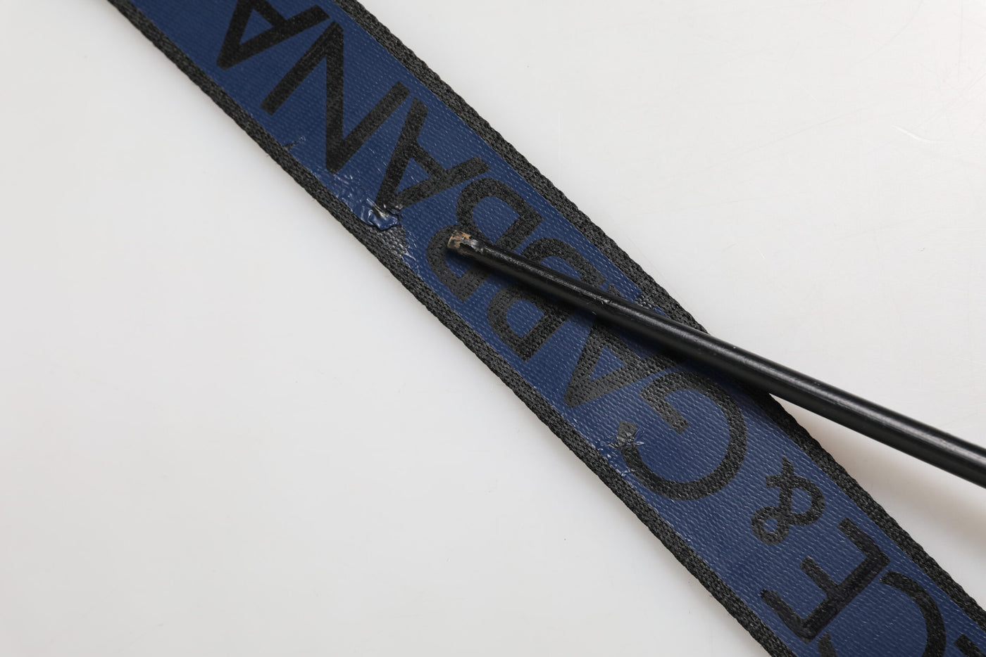 Dolce & Gabbana Blau Schwarz Polyester Metallschnalle Gürtel