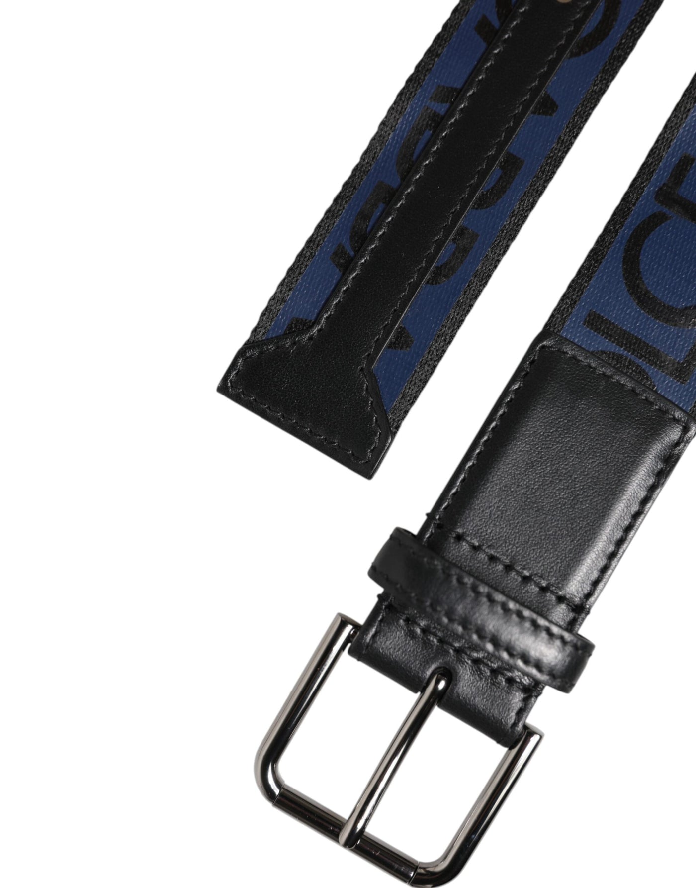 Dolce & Gabbana Blau Schwarz Polyester Metallschnalle Gürtel