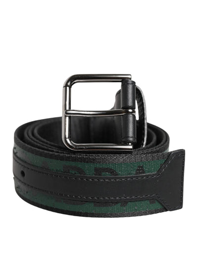 Dolce & Gabbana Grün Schwarz Polyester DG Logo Schnalle Gürtel