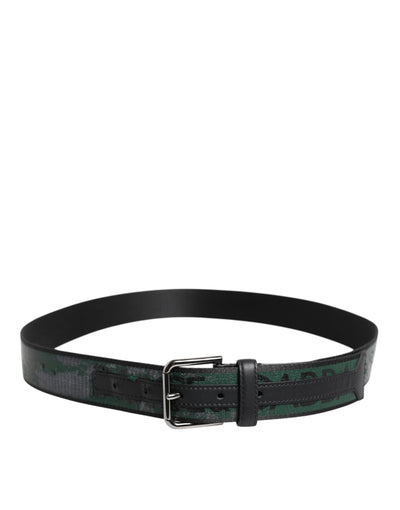 Dolce & Gabbana Grün Schwarz Polyester DG Logo Schnalle Gürtel