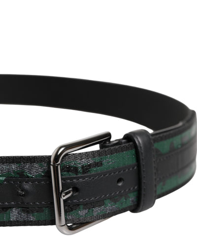 Dolce & Gabbana Grün Schwarz Polyester DG Logo Schnalle Gürtel