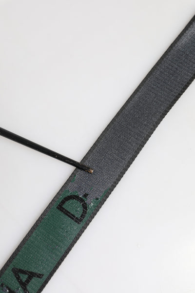 Dolce & Gabbana Grün Schwarz Polyester DG Logo Schnalle Gürtel