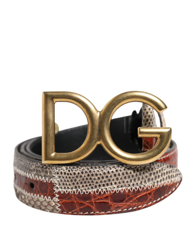 Dolce & Gabbana Multicolor Exotisches Leder DG Logo Schnalle Gürtel