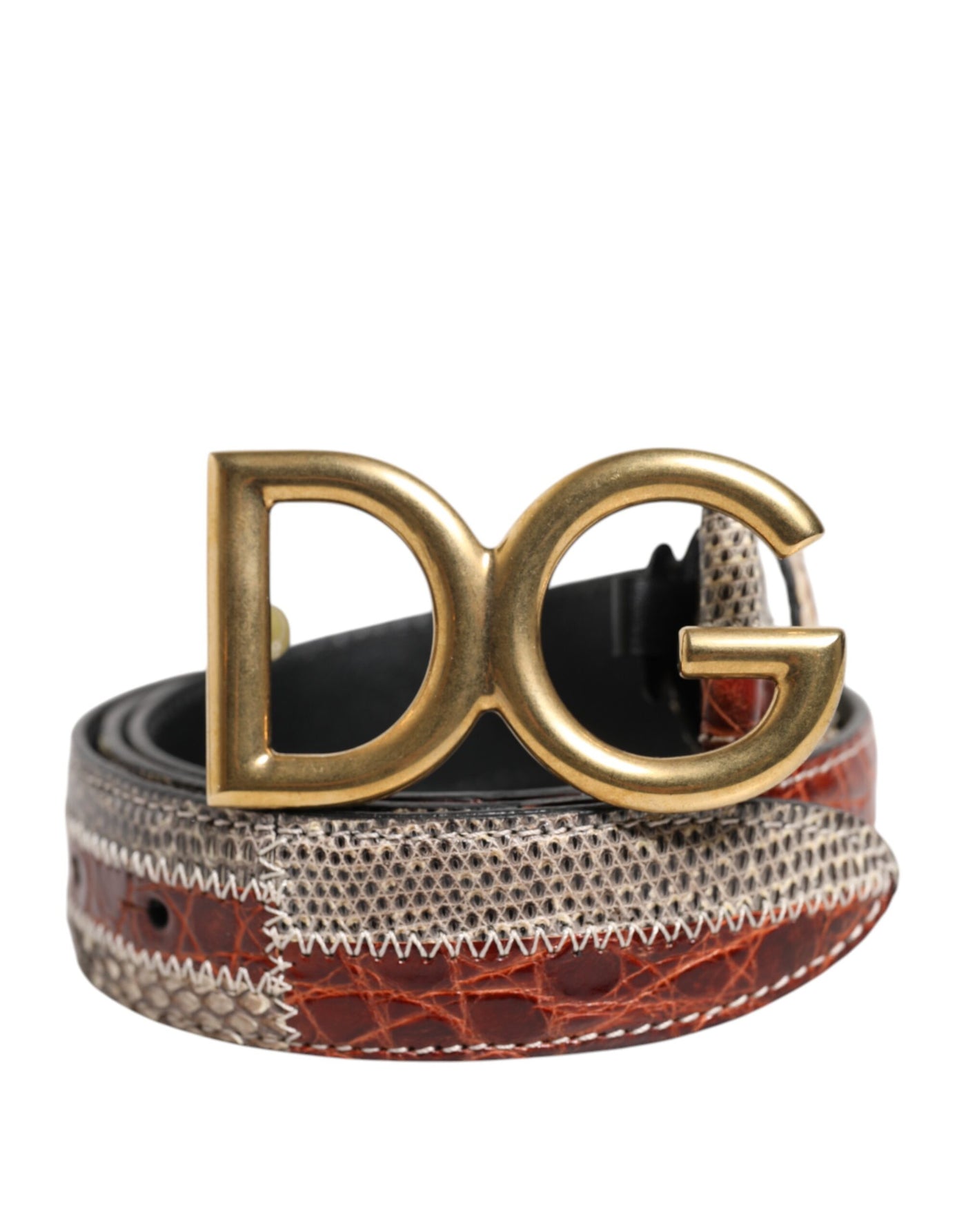 Dolce & Gabbana Multicolor Exotisches Leder DG Logo Schnalle Gürtel