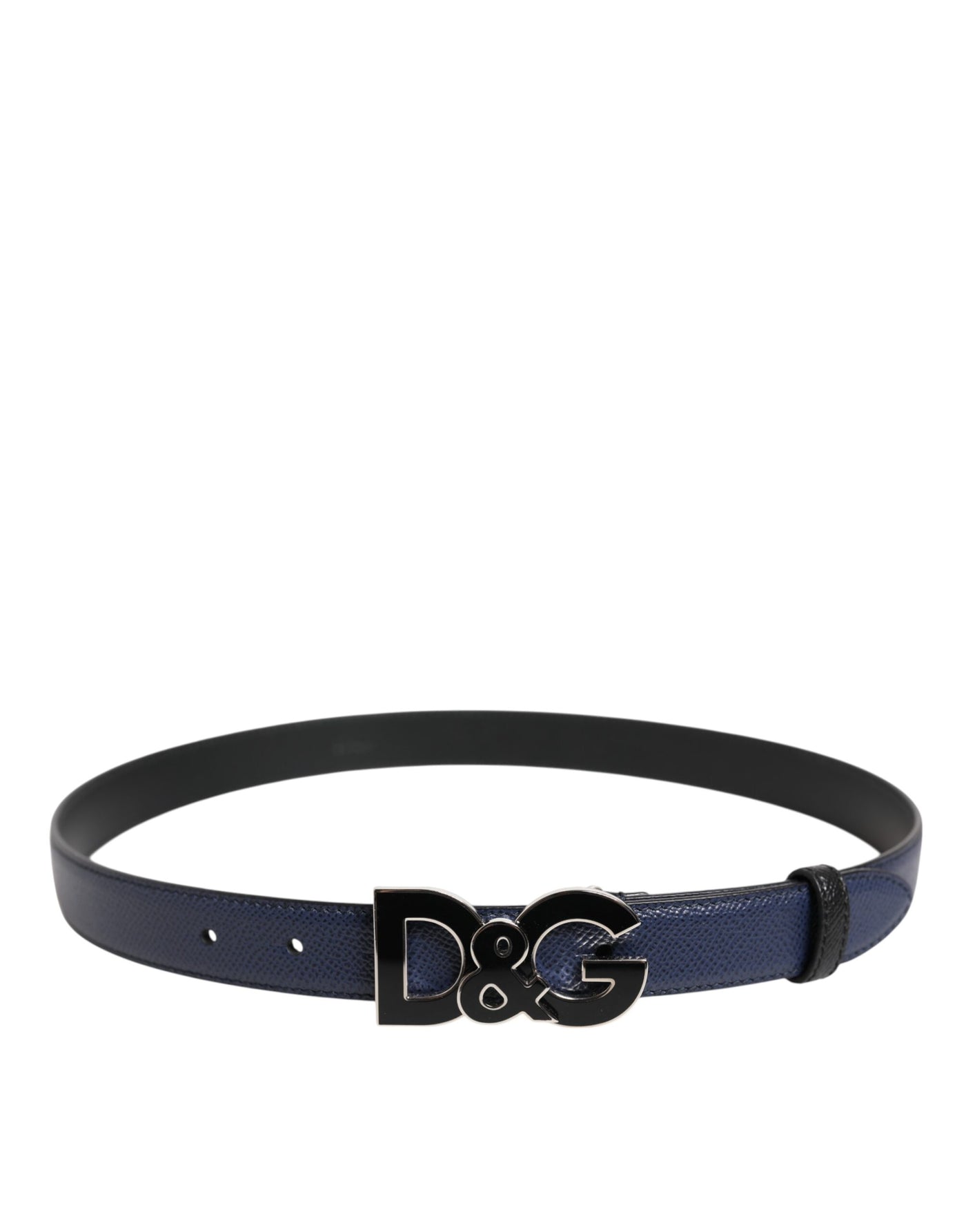 Dolce & Gabbana Blauer Leder-Klassiker Metall DG Logo Schnalle Gürtel