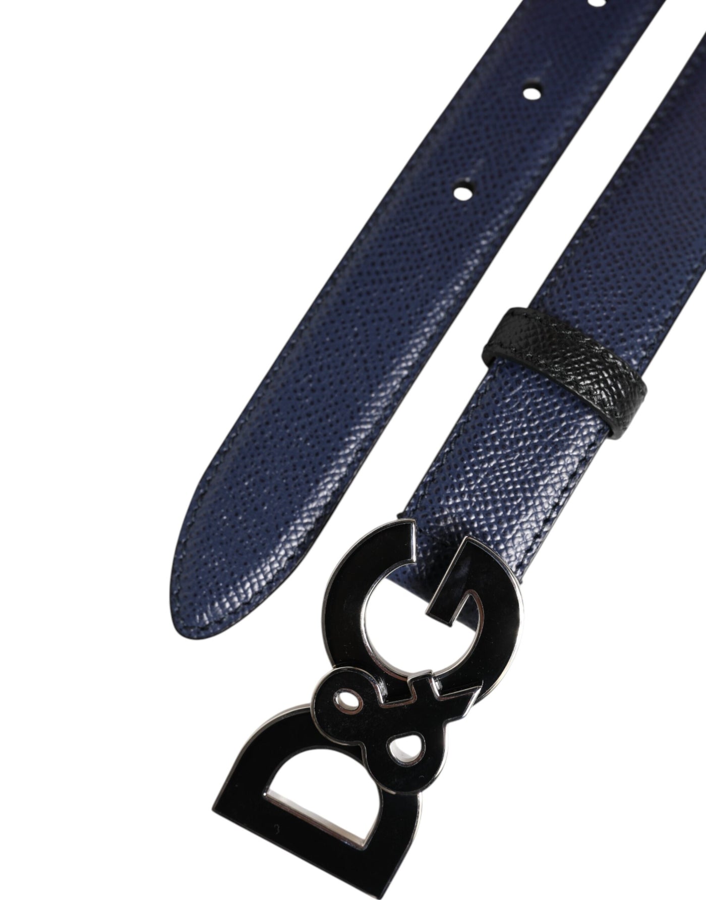 Dolce & Gabbana Blauer Leder-Klassiker Metall DG Logo Schnalle Gürtel
