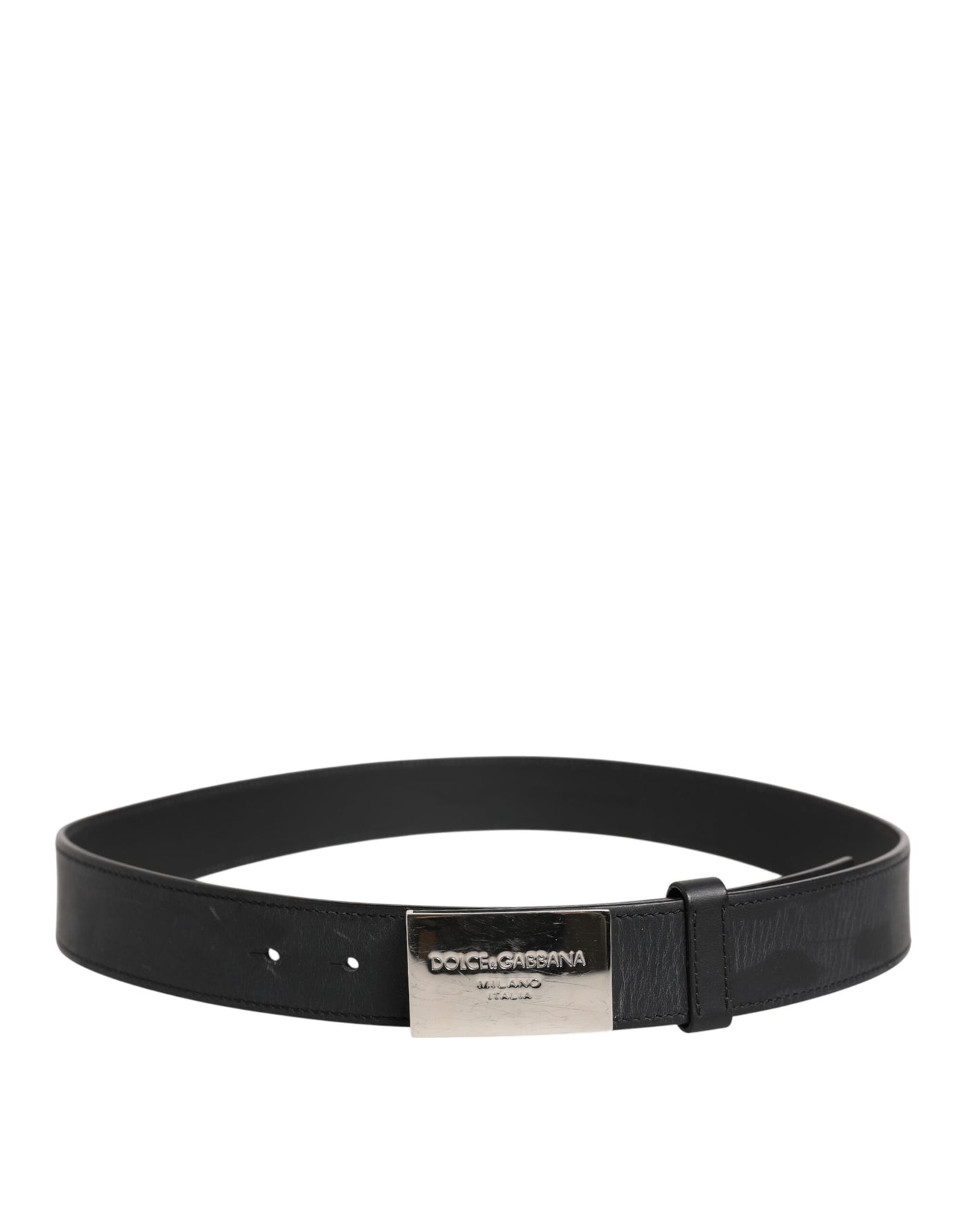 Dolce & Gabbana Schwarzer Leder-Gürtel mit klassischer Metall-Logo-Schnalle