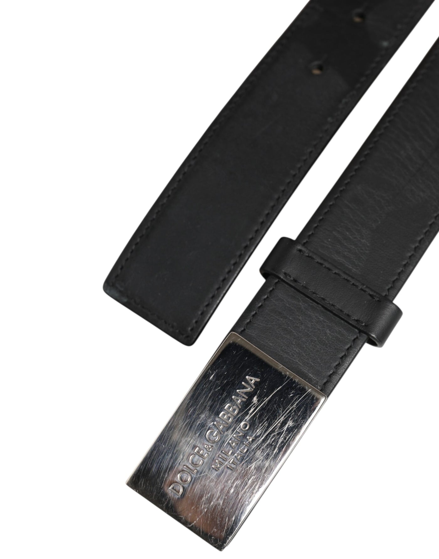 Dolce & Gabbana Schwarzer Leder-Gürtel mit klassischer Metall-Logo-Schnalle