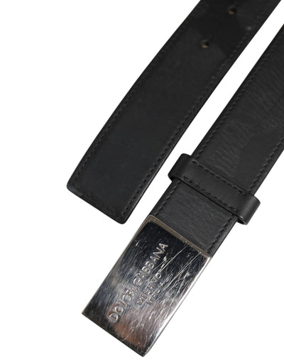Dolce & Gabbana Schwarzer Leder-Gürtel mit klassischer Metall-Logo-Schnalle