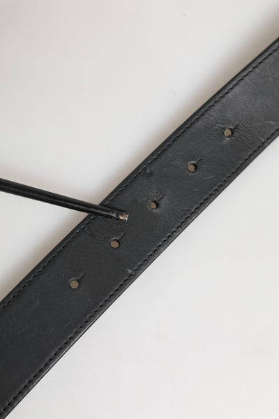 Dolce & Gabbana Schwarzer Leder-Gürtel mit klassischer Metall-Logo-Schnalle
