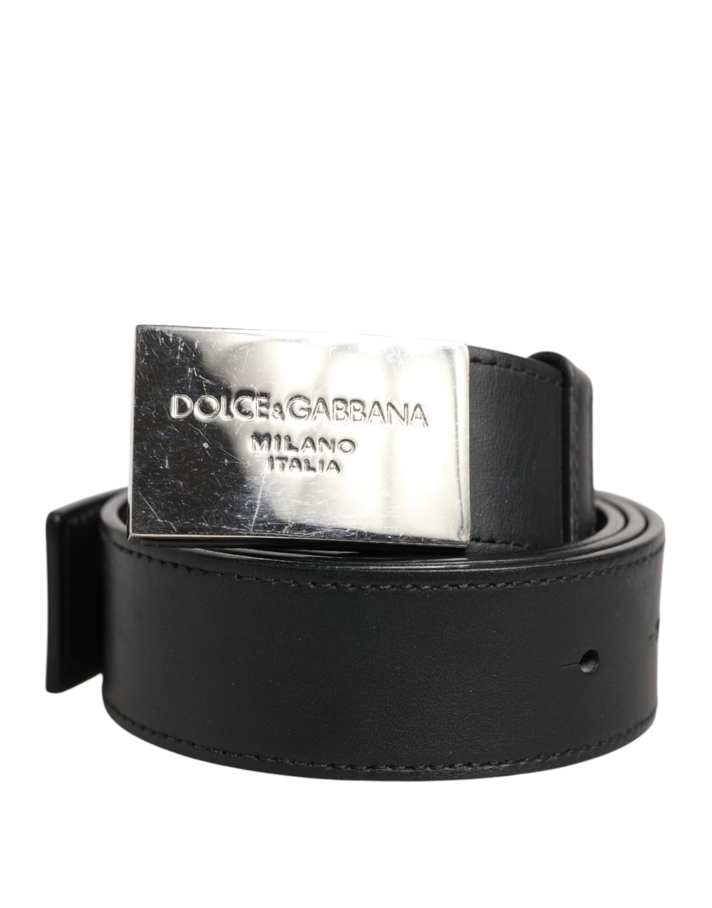 Dolce & Gabbana Schwarzer Leder-Gürtel mit klassischer Metall-Logo-Schnalle