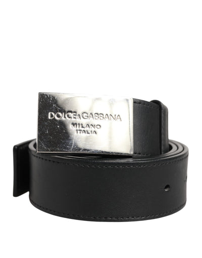 Dolce & Gabbana Schwarzer Leder-Gürtel mit klassischer Metall-Logo-Schnalle