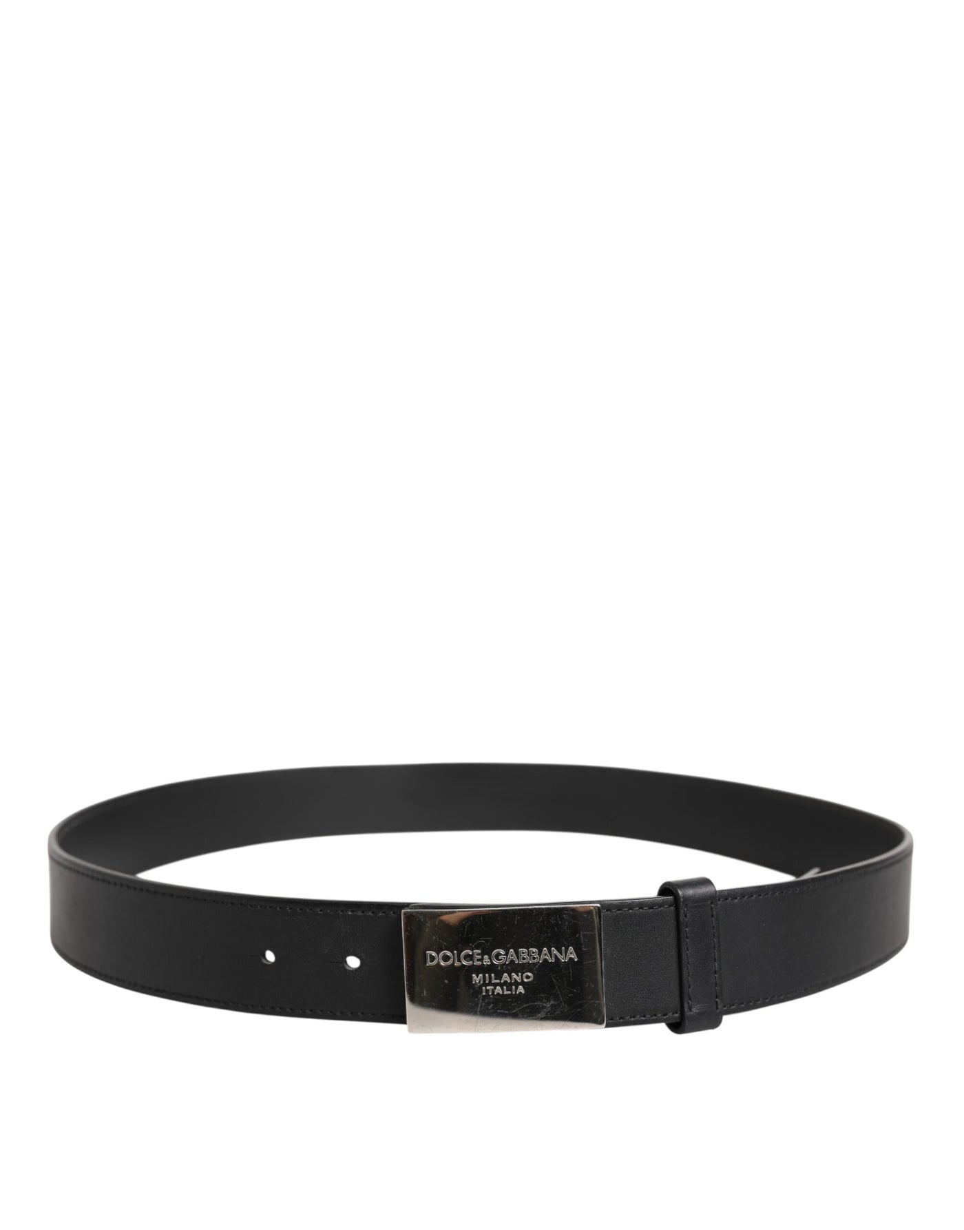 Dolce & Gabbana Schwarzer Leder-Gürtel mit klassischer Metall-Logo-Schnalle