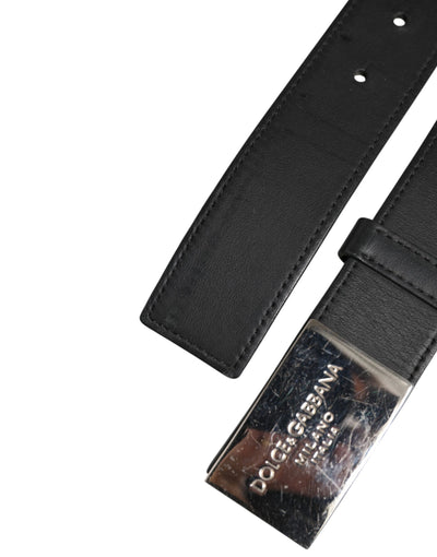 Dolce & Gabbana Schwarzer Leder-Gürtel mit klassischer Metall-Logo-Schnalle