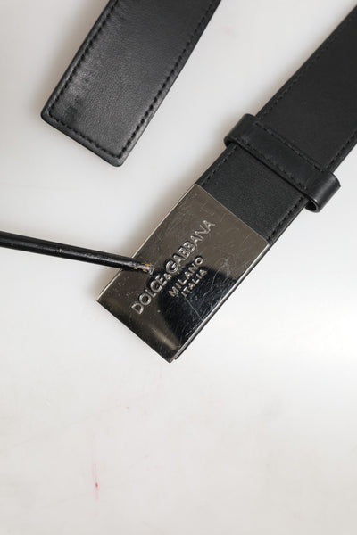 Dolce & Gabbana Schwarzer Leder-Gürtel mit klassischer Metall-Logo-Schnalle